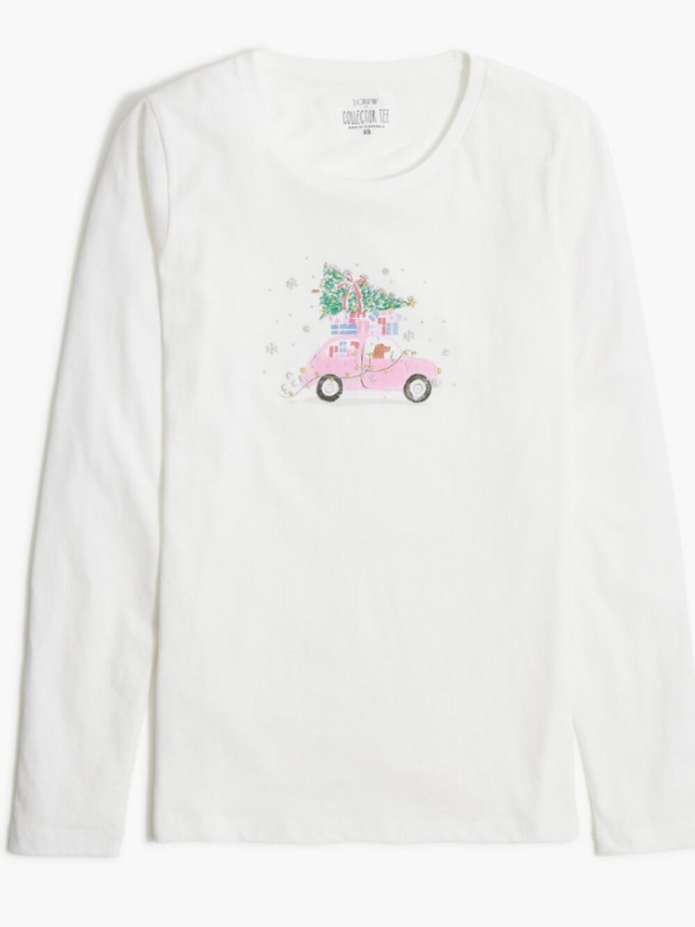 J. Crew Women's Long Sleeve Car and Tree Graphic Collector Tee M